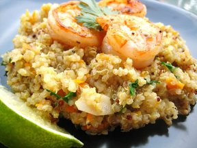 Coconut-Ginger Quinoa with Carrots and Shrimp