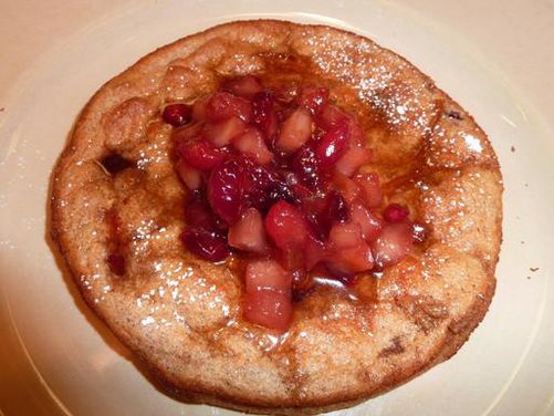 Cranberry Spiced Pancake Souffle with a Cranberry Apple Maple Compote 