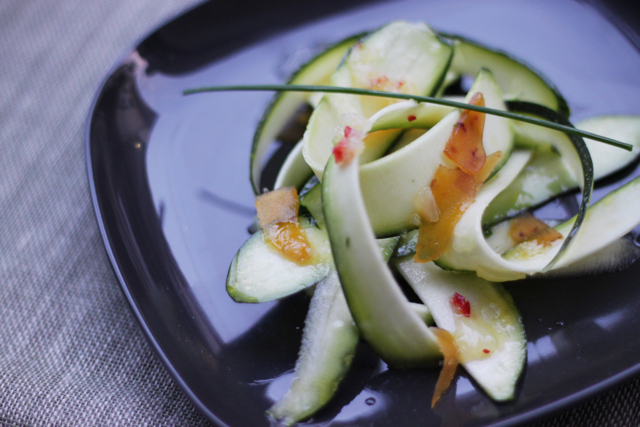 Raw Zucchini and Bottarga with Lemon and Daikon Dressing