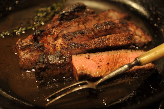 Cowboy Rubbed Rib Eye with Chocolate Stout Pan Sauce