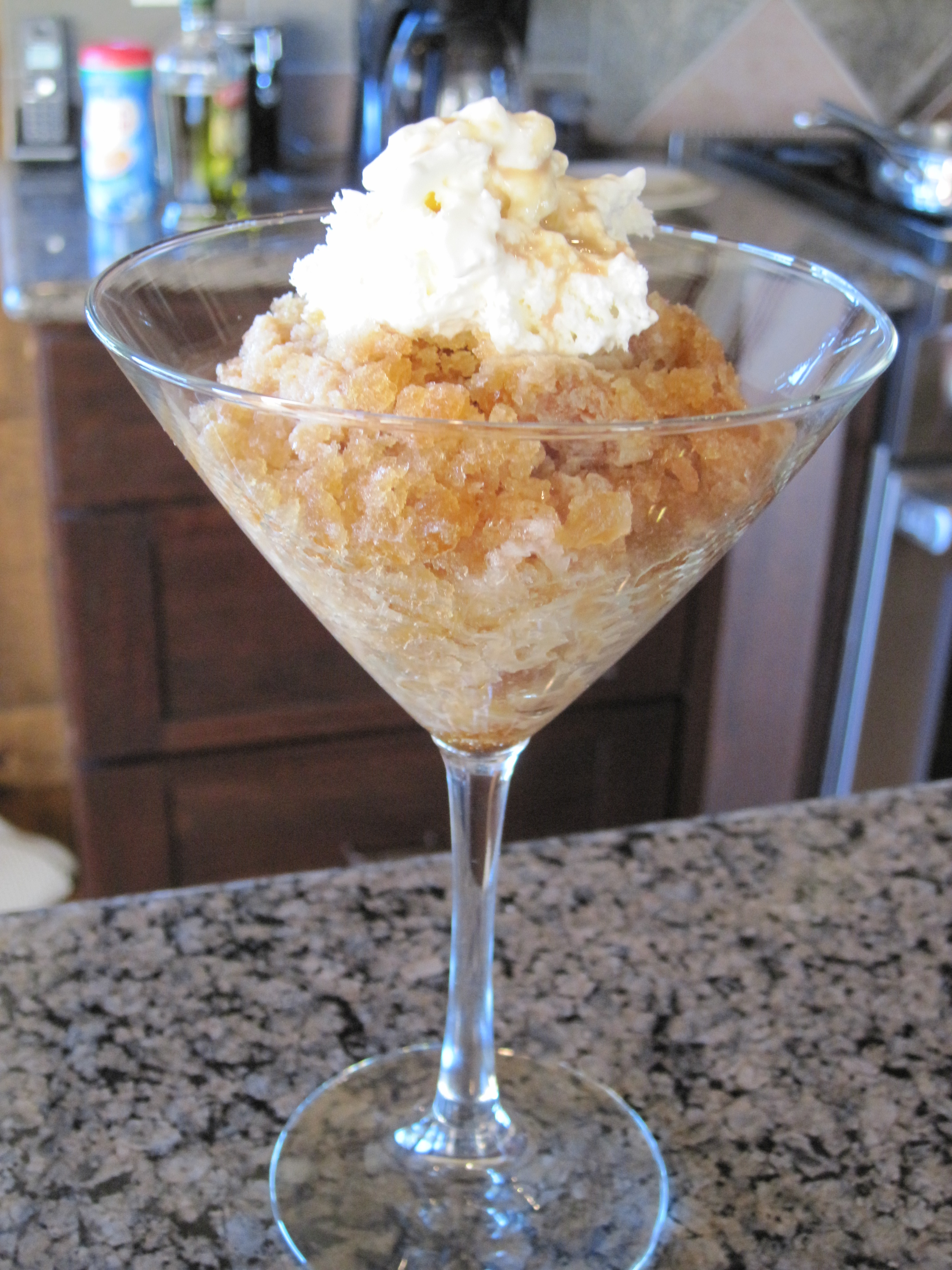 Coffee Granita with Whipped Cream - Drizzled with Baileys