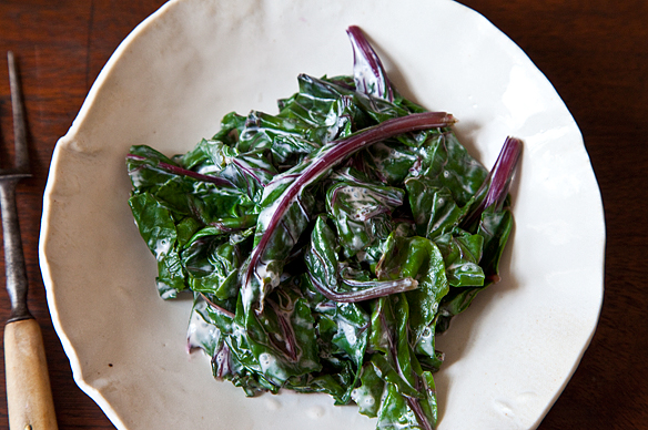 Warm Beet Greens with Sour Cream Dressing