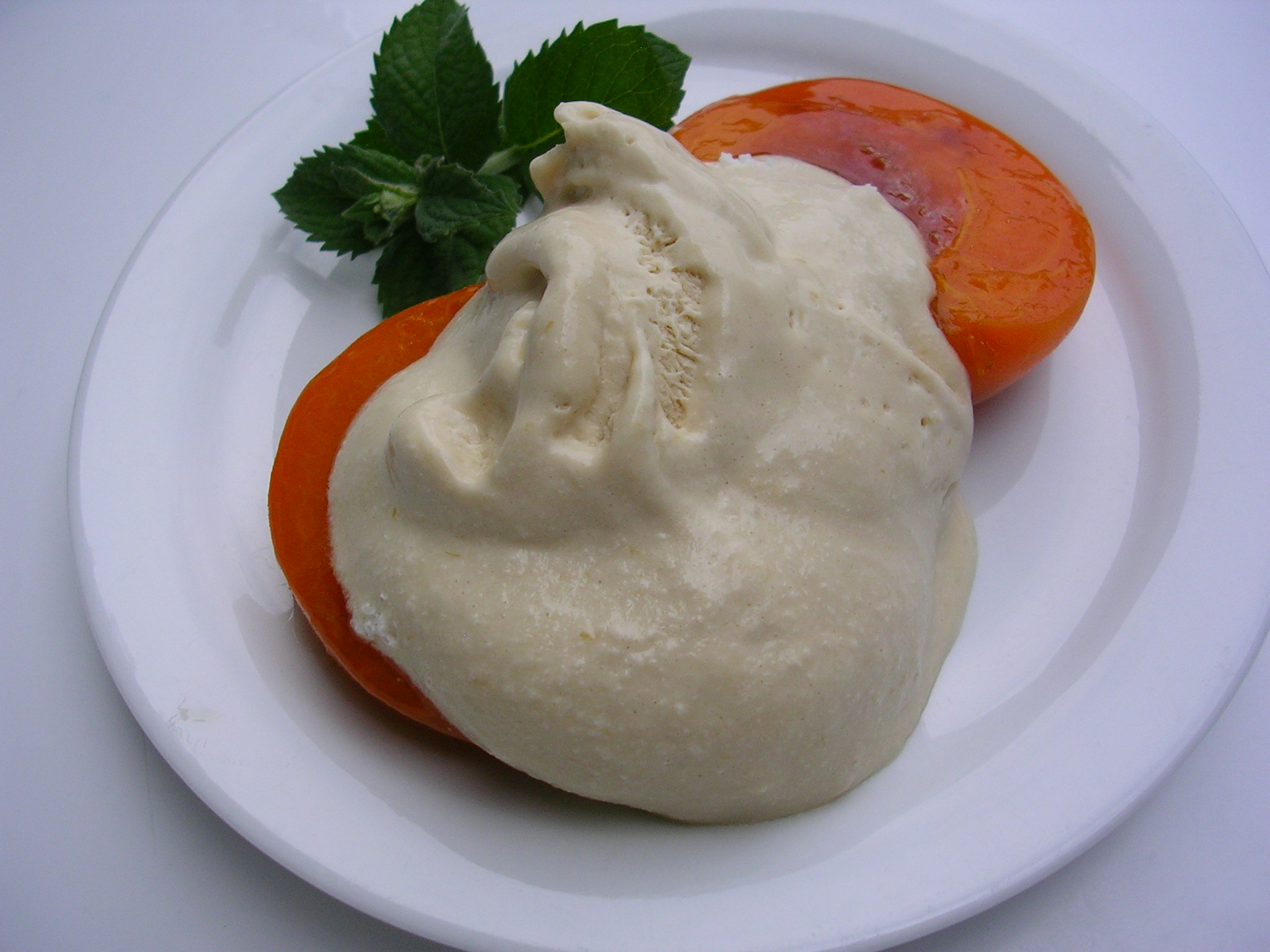 Amaretto-poached apricots with honey parfait