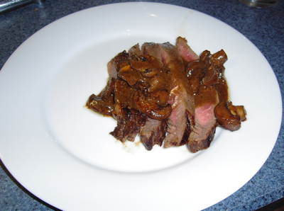 Grilled Marinated Flank Steak with Sauteed Creminis