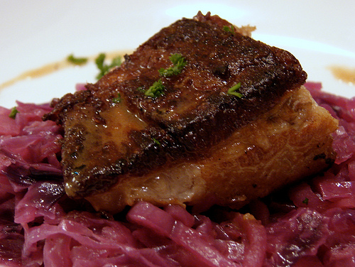 Slow Cooker Pork Belly with Braised Apples and Cabbage