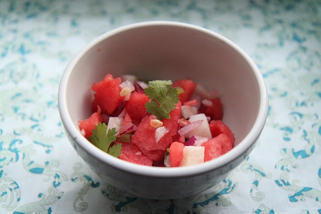 Braised Pork Belly Tacos with Watermelon, Jicama & Jalapeño Salsa