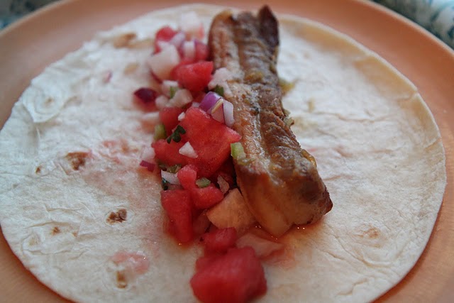 Braised Pork Belly Tacos with Watermelon, Jicama & Jalapeño Salsa