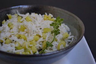 Persian Polo with Hungarian wax peppers & wax beans
