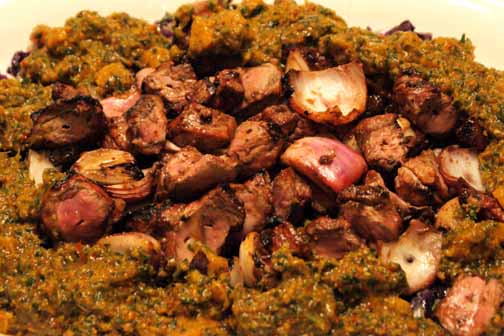 Tamarind-Glazed Lamb on Cumin Cabbage with Tangerine Salsa