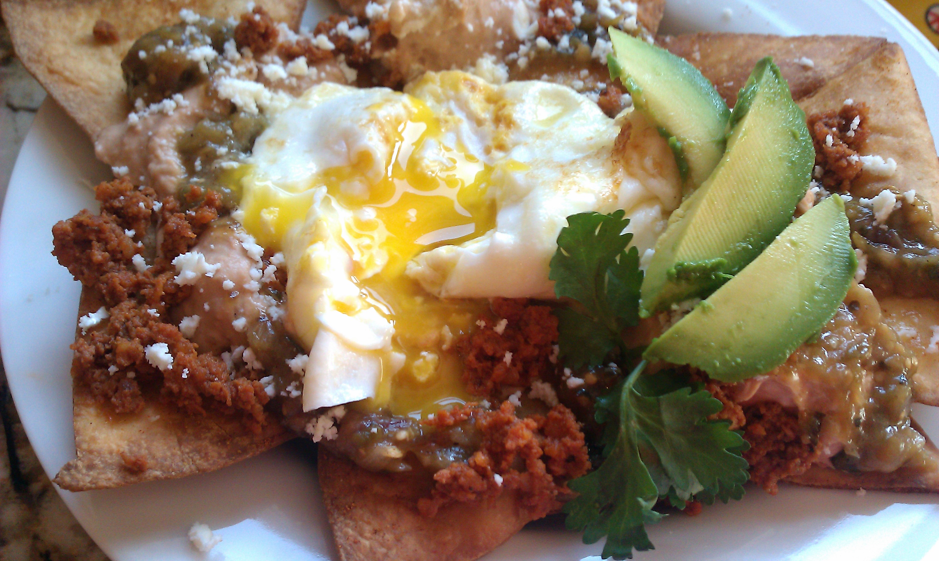 Breakfast Sunshine Platter (Chilaqueles with tomatillo sauce)