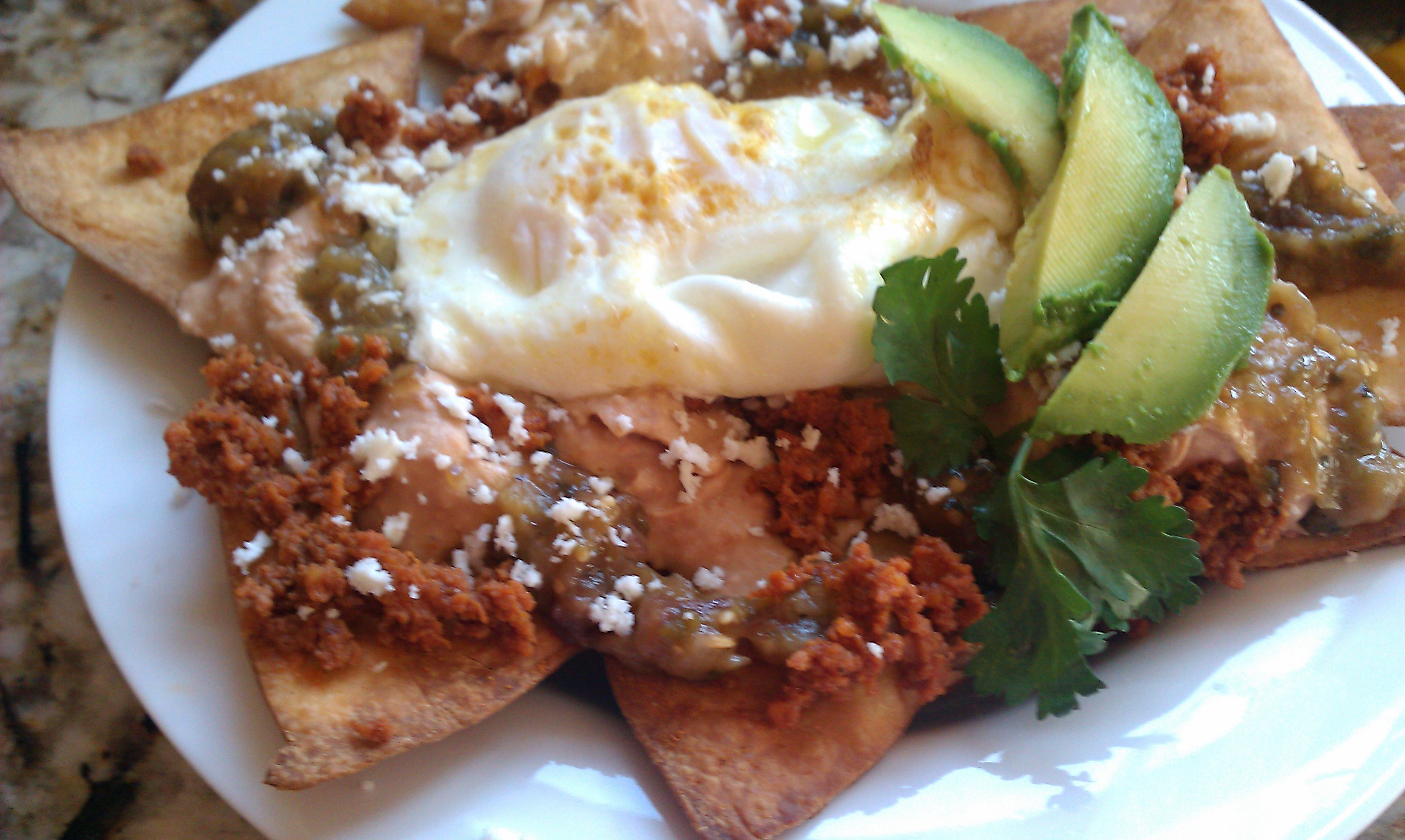 Breakfast Sunshine Platter (Chilaqueles with tomatillo sauce)