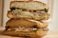 Prosciutto and Fontina Panini with Arugula Pesto