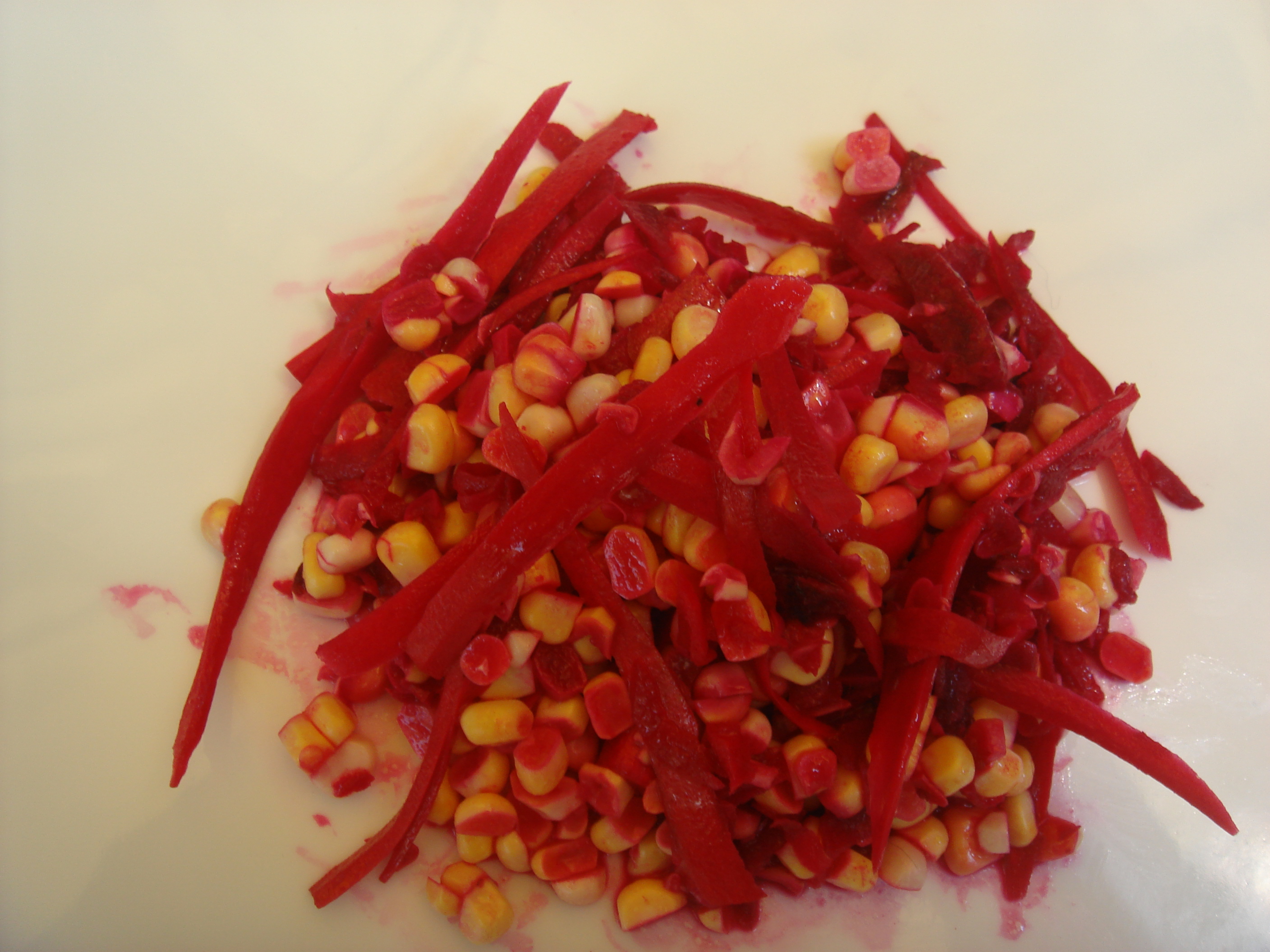 Corn,Beet and Carrot Slaw with Ginger Infused Vinaigrette