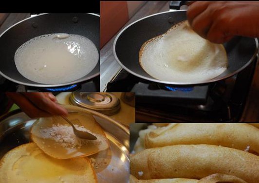 Motta  Khozhalappam( a crepe Stuffed with freshly grated coconut, golden raisons 