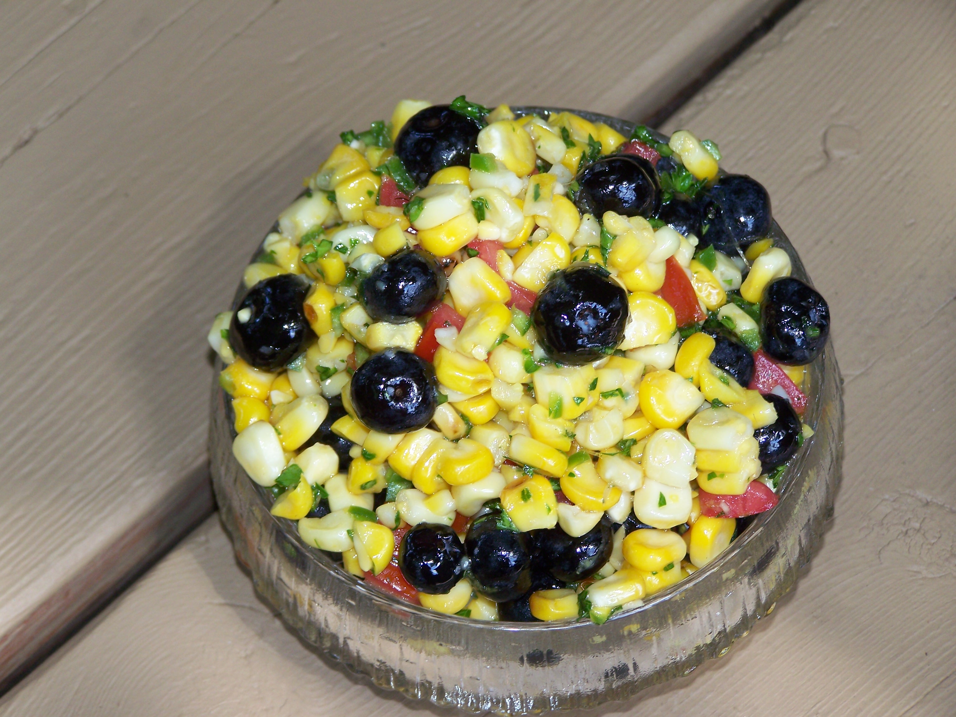 Slightly Charred Spicey Corn with Blueberries Relish