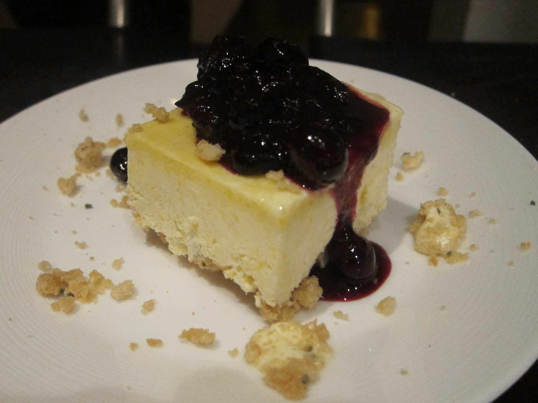 Summer Corn Semifreddo with Rosemary Shortbread Crust and Blueberry Compote