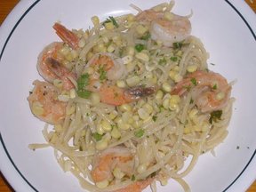 Spaghetti with Corn & Shrimp