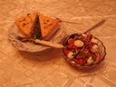 Corn and Tomato Crustless Quiche with Fresh Tomato Salad