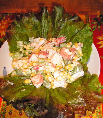 Midsummer Salad -Corn, Lobster with Cooling Lime Yogurt Dressing