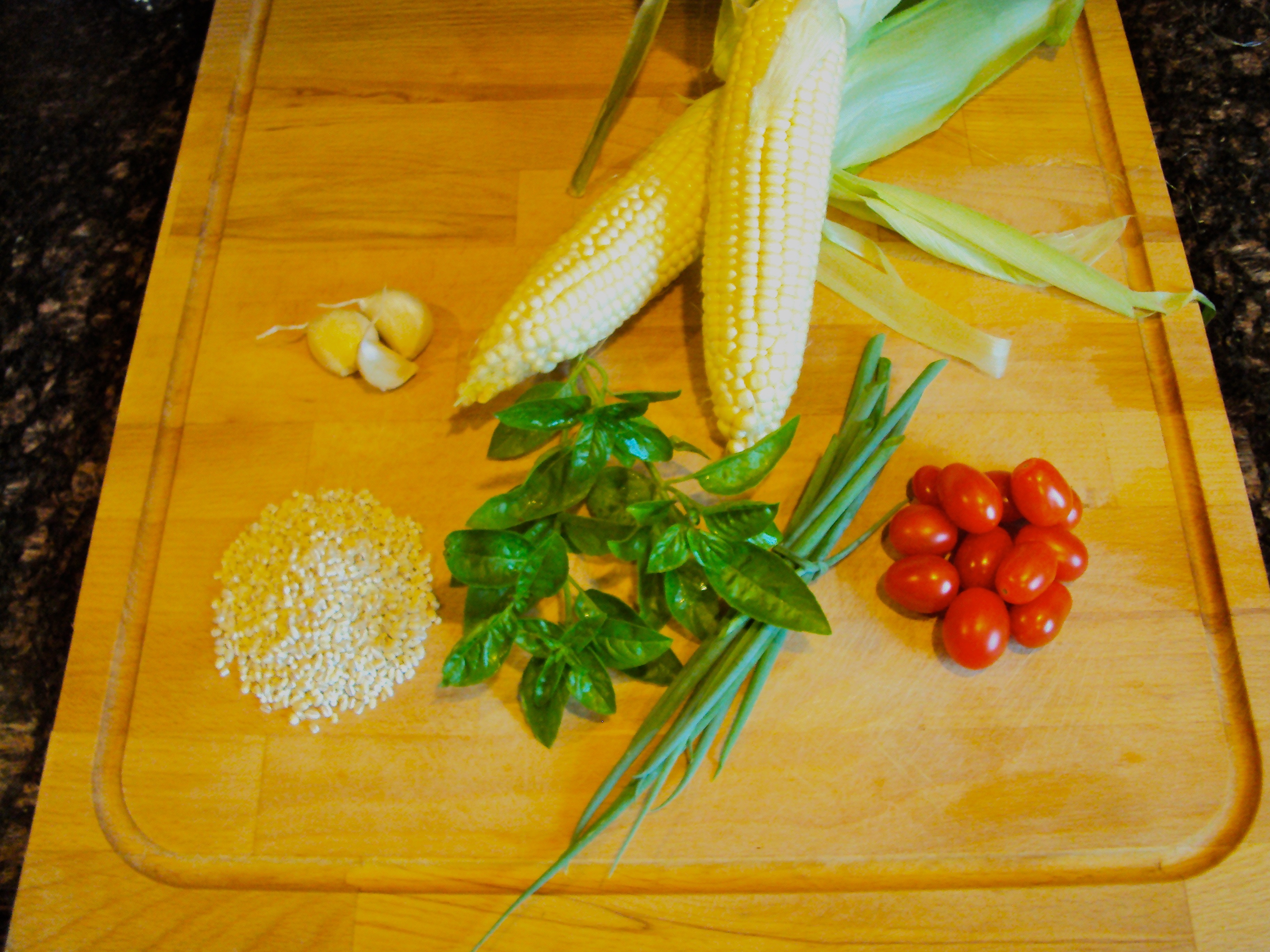 Grilled Corn & Barley Salad with Tomato Vinaigrette  