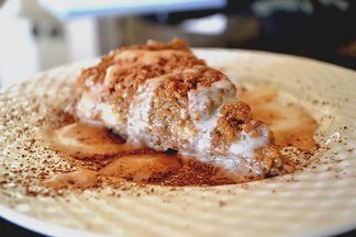 Creamy Quinoa Custard Pie Layered with Bananas and Date Toffee