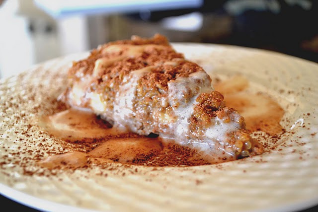 Creamy Quinoa Custard Pie Layered with Bananas and Date Toffee