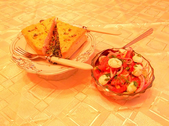 Corn and Tomato Crustless Quiche with Fresh Tomato Salad