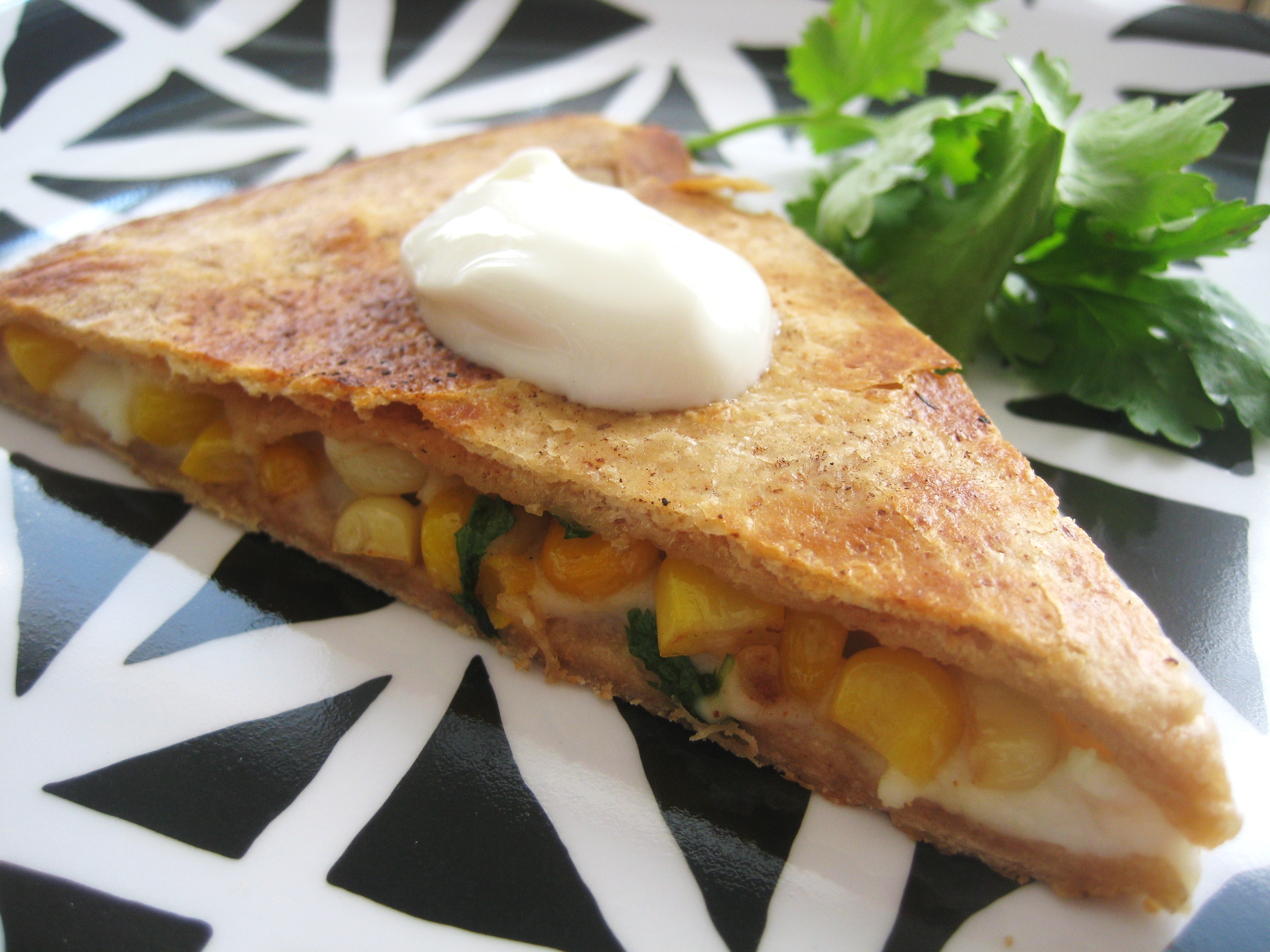 Roasted Corn and Cojita Quesadillas