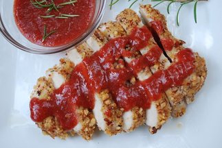 Almond Crusted Chicken with a Strawberry Balsamic Sauce 