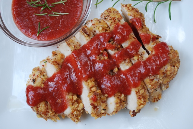 Almond Crusted Chicken with a Strawberry Balsamic Sauce