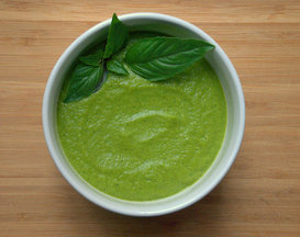 Zucchini Soup with Avocado and Basil 