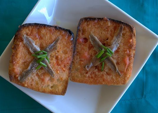 Gazpacho with Anchovy-Tomato Toasts