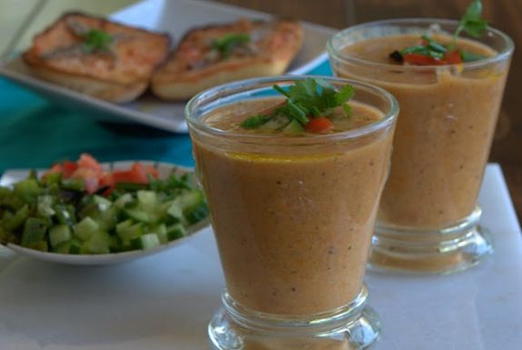 Gazpacho with Anchovy-Tomato Toasts
