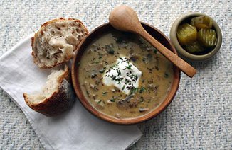 Mushroom Ciorba with Caraway and Thyme