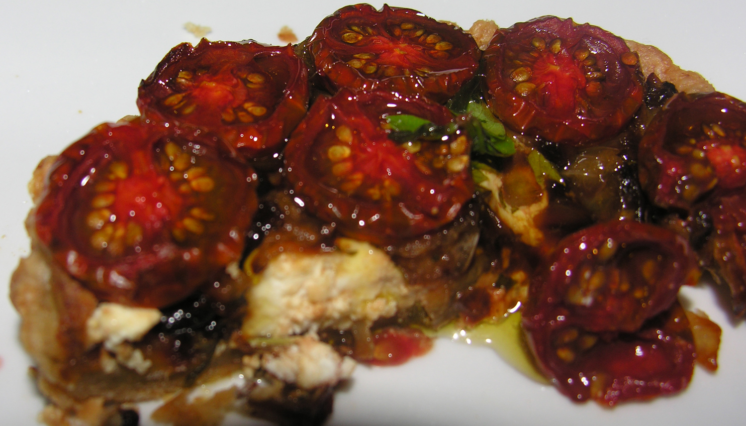 Black cherry tomato tart