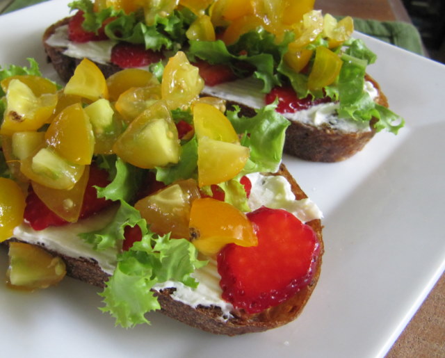 Savoring Summer Tartine, with Cherry Tomato and Strawberry
