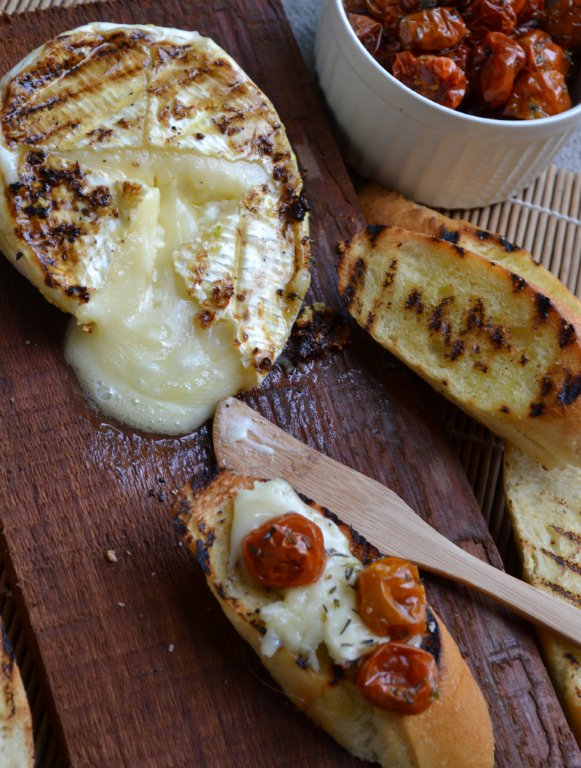 Grilled Brie Topped with Slow-Roasted Sunblushed Tomatoes