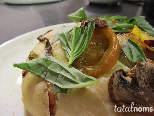 Pizzette with Herbed Goat Cheese & Heirloom Cherry Tomatoes
