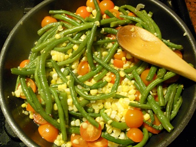 Sweet Corn, Green Bean and Cherry Tomato Salad