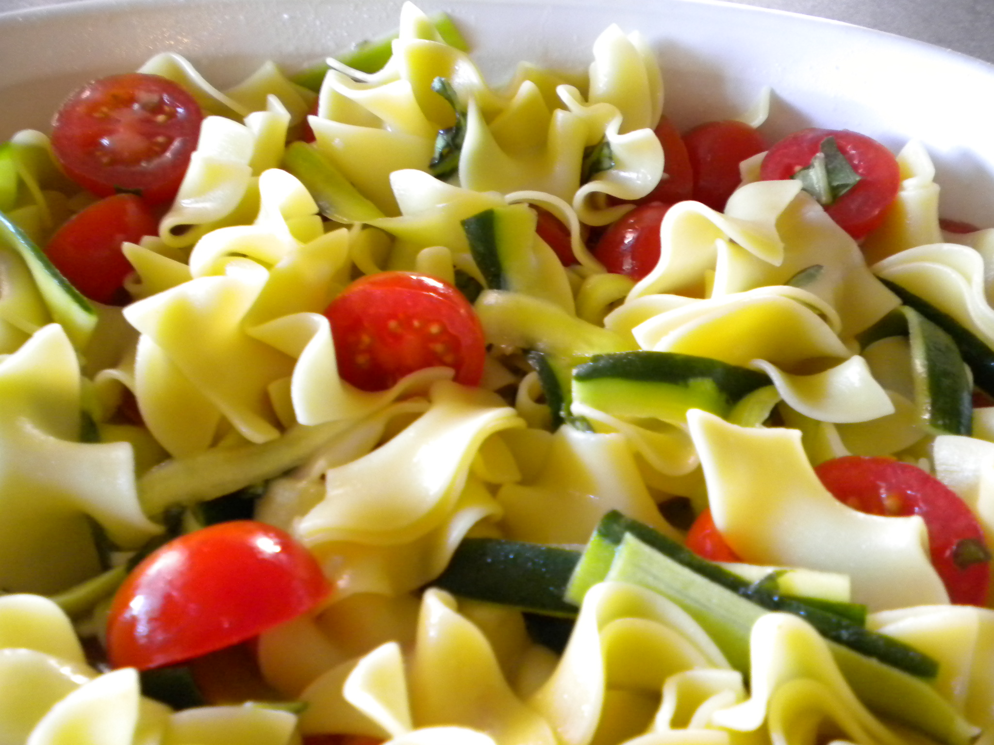 Cherry Tomatoes and Zucchini with Buttery Noodles