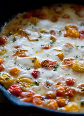 Roasted Sungold and Pear Tomatoes with Fontina and Thyme