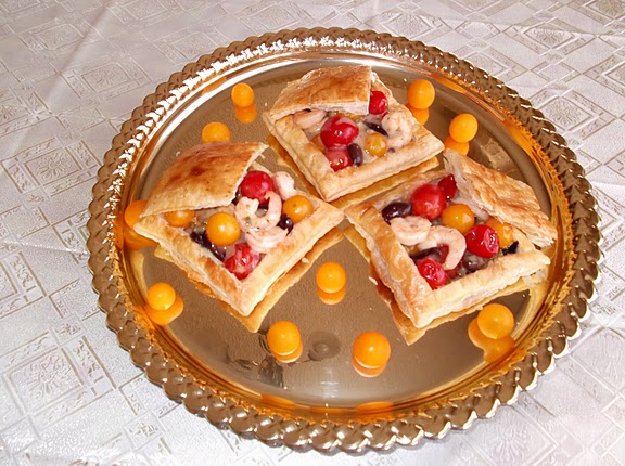 Roasted Shrimp and Cherry Tomato Salad Served in Puff Pastry