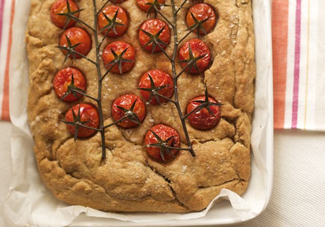 Farro flour Schiacciata with Cherry Tomatoes
