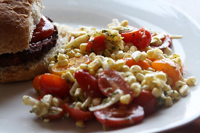 Tomato and Raw Corn Salad with Basil-Lime Dressing