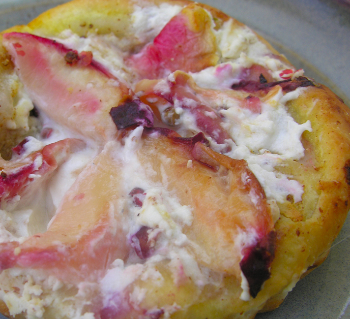 White peach goat cheese tart recipe on