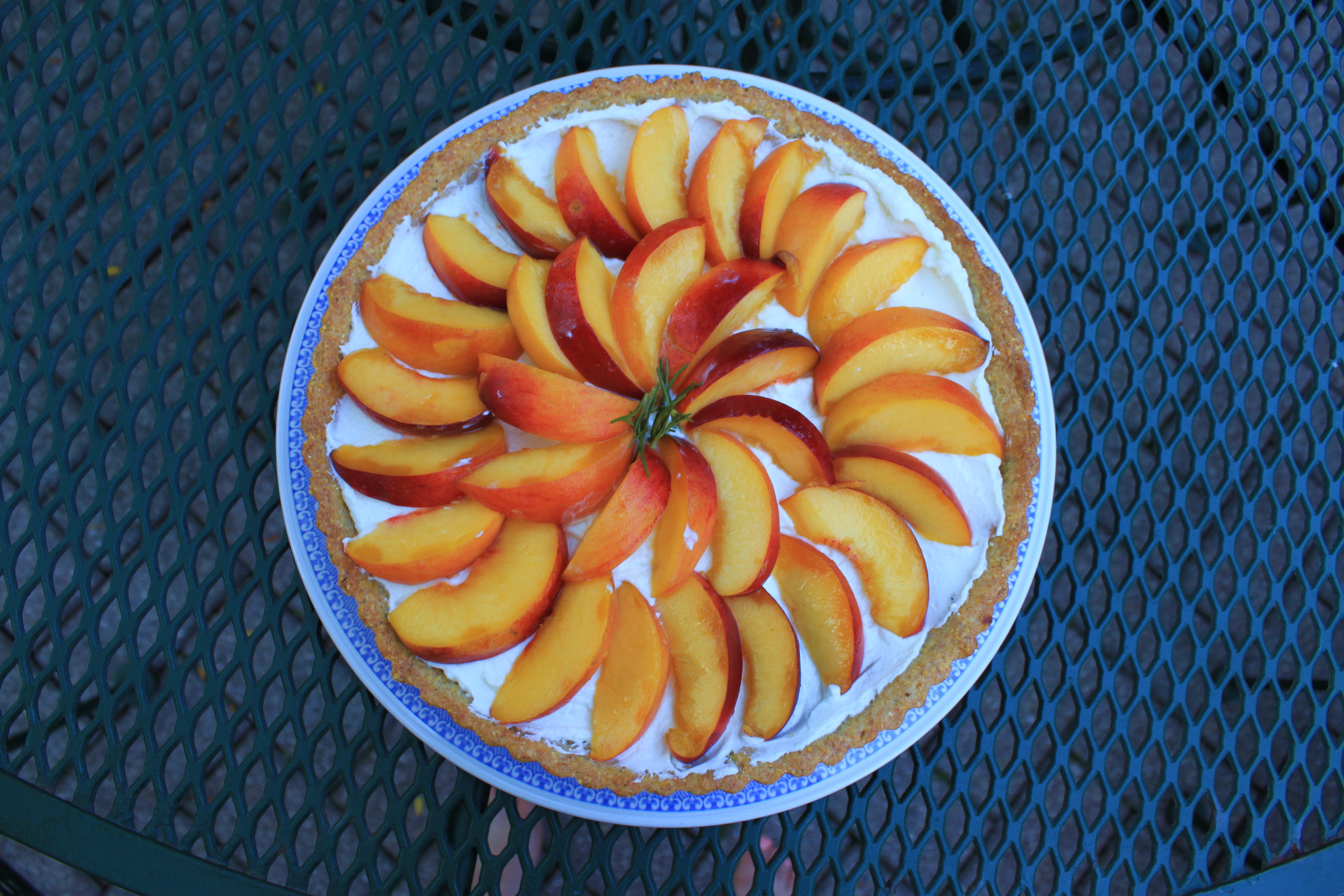 Peach and Goat Cheese Tart with Rosemary Cornmeal Crust