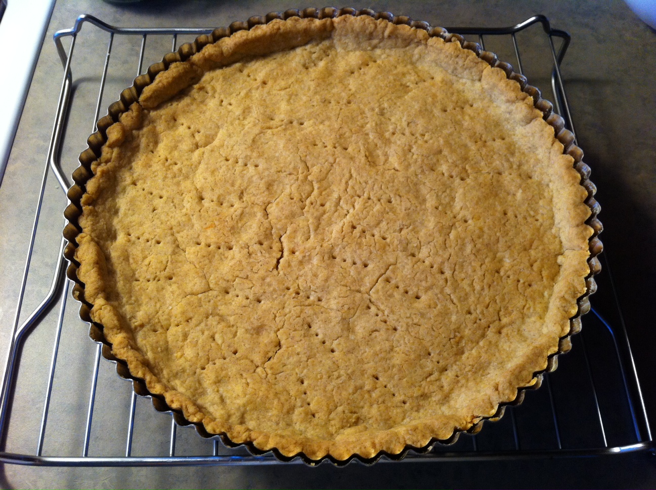 home-made ricotta and peach tart