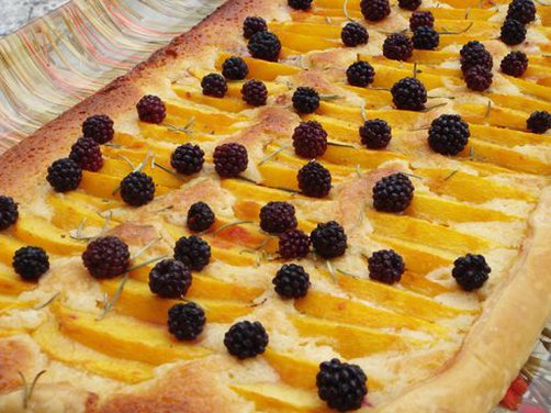 Sweet Summer Peach, Almond and Rosemary Honey Tart