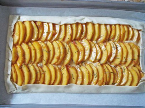 Sweet Summer Peach, Almond and Rosemary Honey Tart