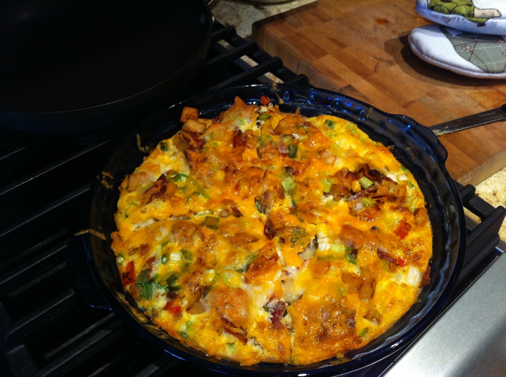 Frittata with Bacon, Greens and Caramelized Apples recipe on